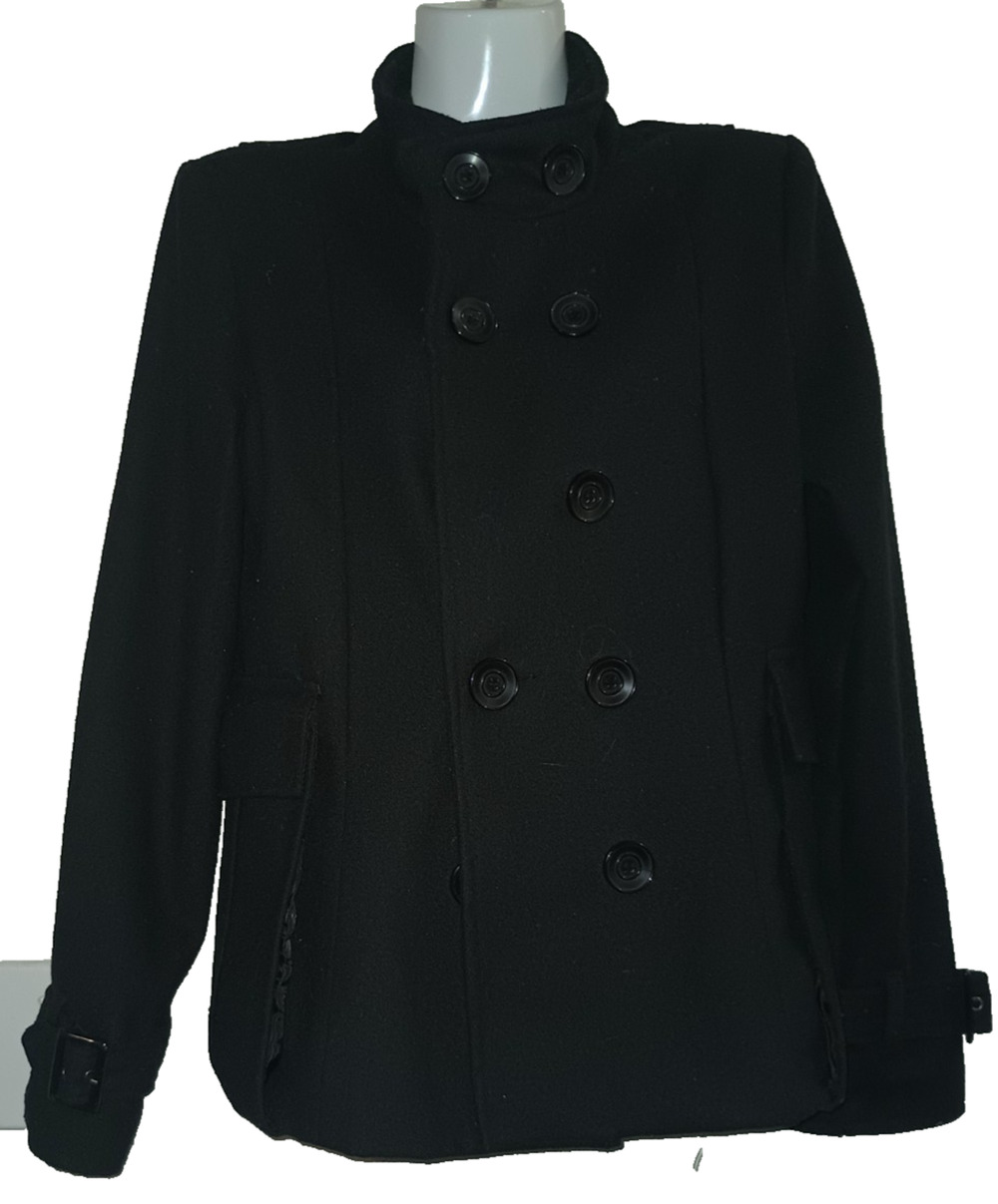 OuterEdge Women’s Black Wool Blend Double Breasted Coat Size M M014D